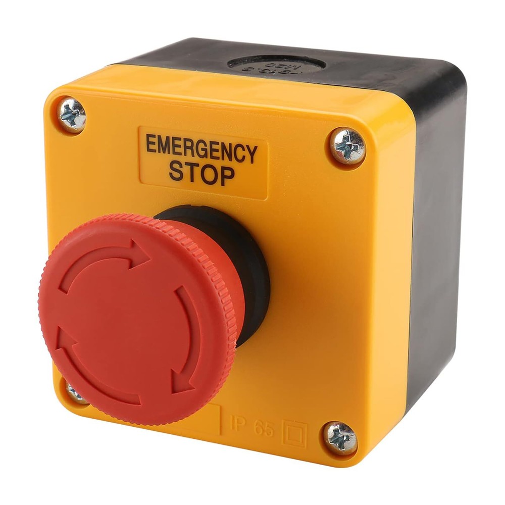 Baomain Red Sign Emergency Stop Switch Push Button Weatherproof Push Button S...