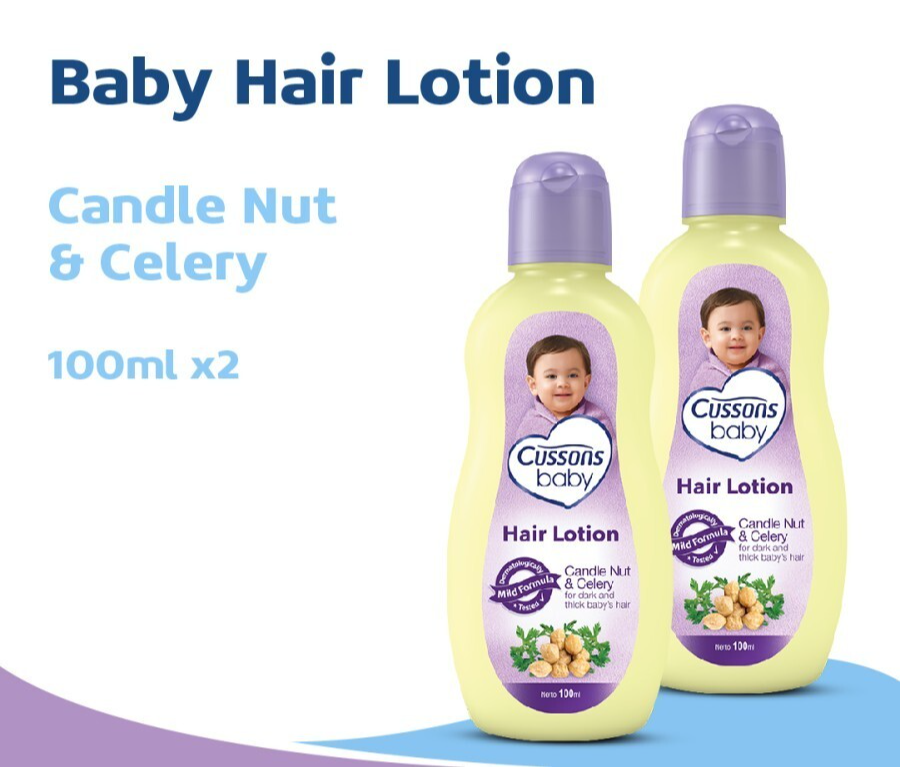 2 x 100ml Cussons Baby Hair Lotion with Candlenut & Celery