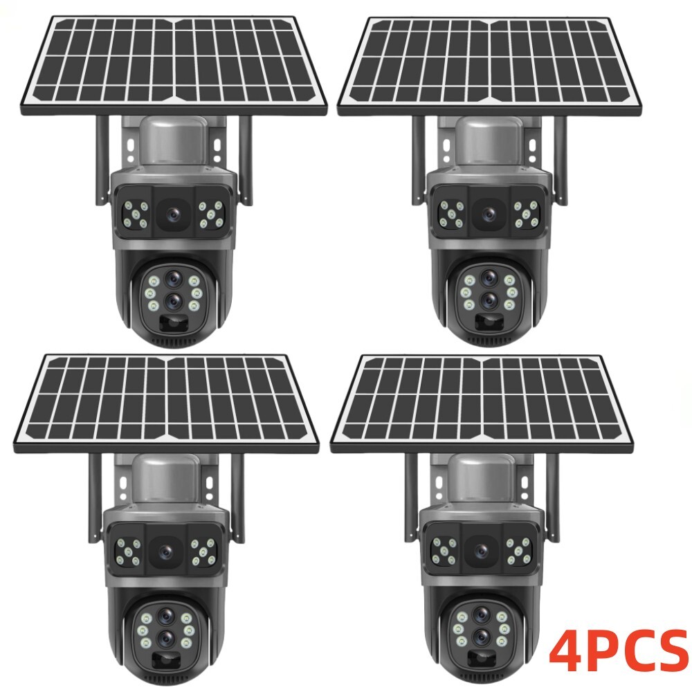 4K 360° Solar Powered Wireless WiFi Outdoor Pan/Tilt Home Security Camera System