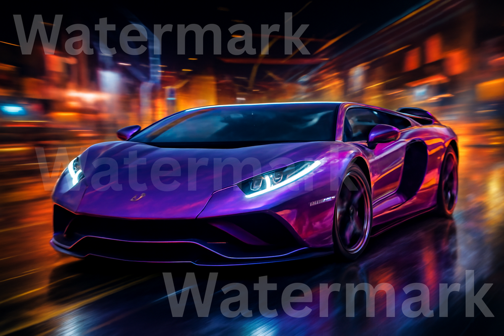 Luxury Purple Lamborghini Sports Car Digital Wallpaper Printable Image-image