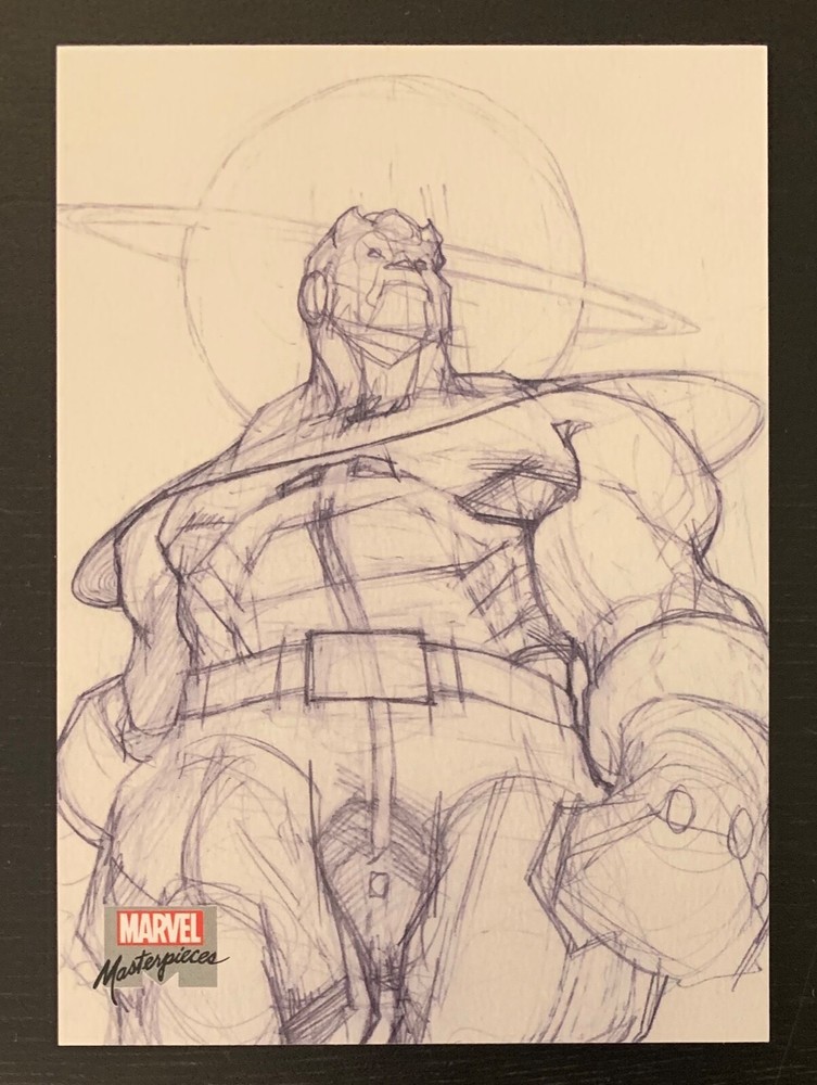 2018 Marvel Masterpieces Holofoil Thanos Card #58 Preliminary Art Parallel