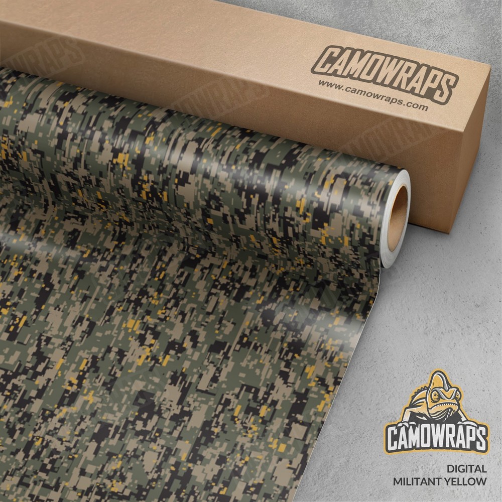 Digital Militant Yellow Camo Vinyl Wrap | Durable Cast Decal Film