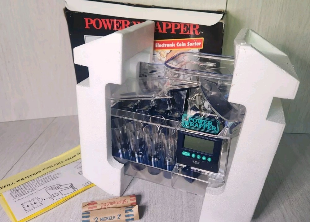 Vintage Power Wrapper Electronic Coin Sorter Model 5200 Works In Box, Fast Ship