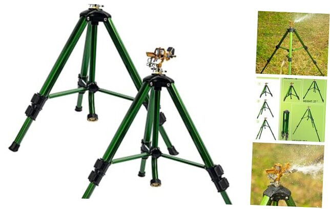 Impact Sprinkler on Tripod Base, 2 Pack Heavy Duty Sprinklers for Lawn Yard