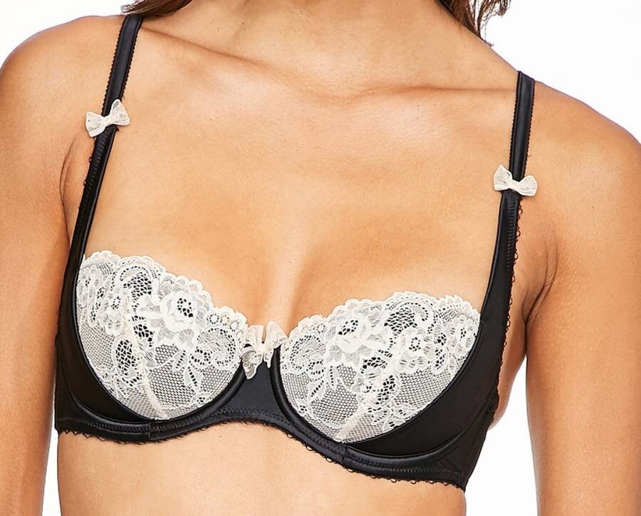 Figleaves Antoinette Bra Black Lace Size 30G Underwired Padded Balcony 153502