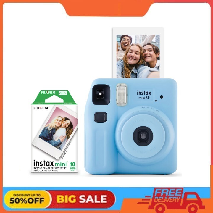 Fujifilm instax Mini SE Instant Camera with Bonus 10 pack Mini Film, Light Blue