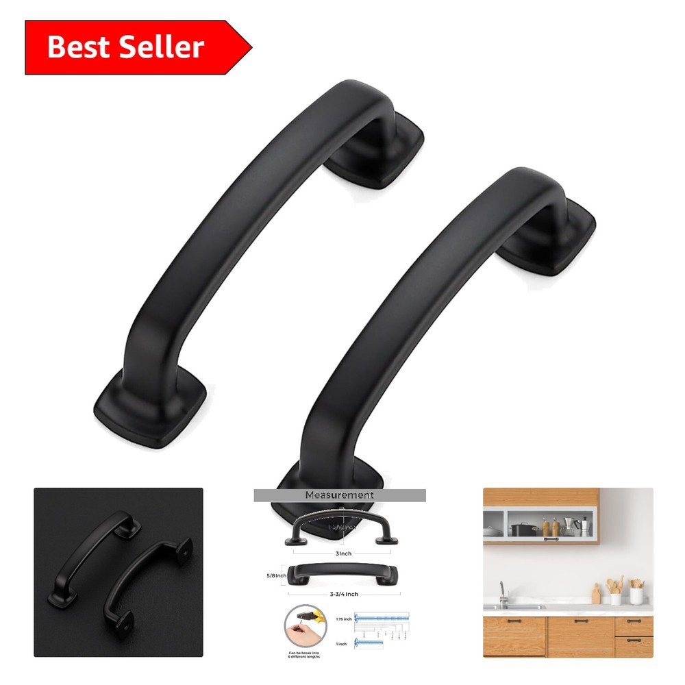 Stylish Cabinet Handle Set - 3 Inch Black Zinc Drawer Pulls for 30 Cabinets