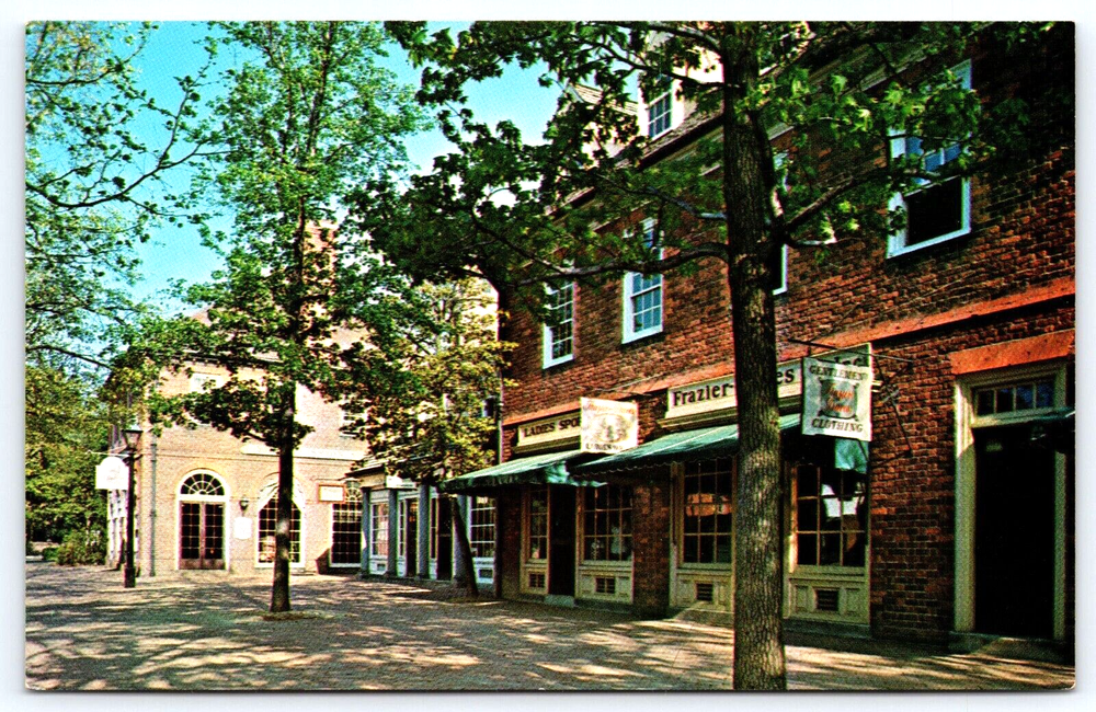 Original Old Vintage Antique Postcard Merchants Square Williamsburg Virginia USA