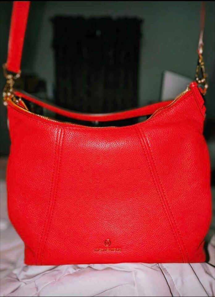 Michael Kors Sienna Large Pebbled Leather Shoulder Bag in Crimson   Shoulder