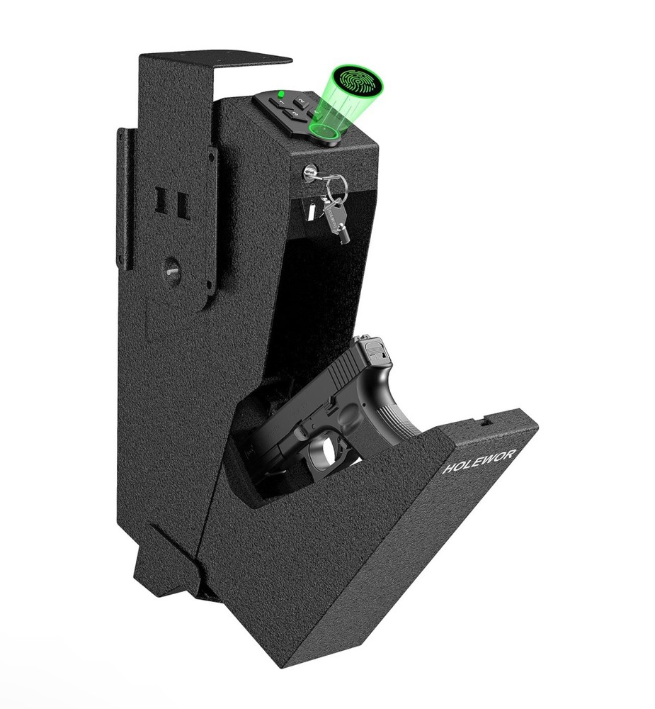 Biometric Pistol Safe - Fingerprint/Keypad/Key Access - Quick Drop-Down -Bedside-image