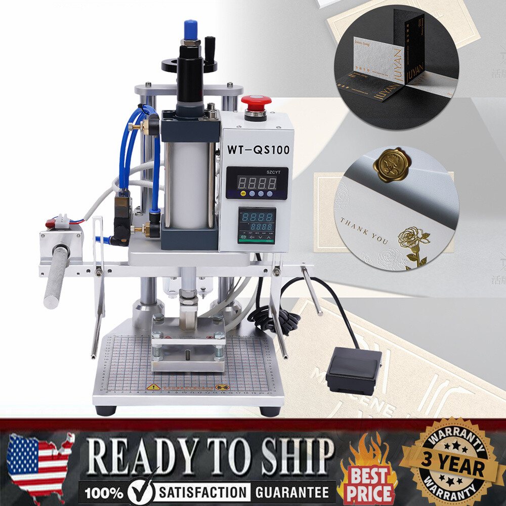 Hot Foil Stamping Machine 550W Air Pneumatic For Leather PU Logo Press 8x10cm