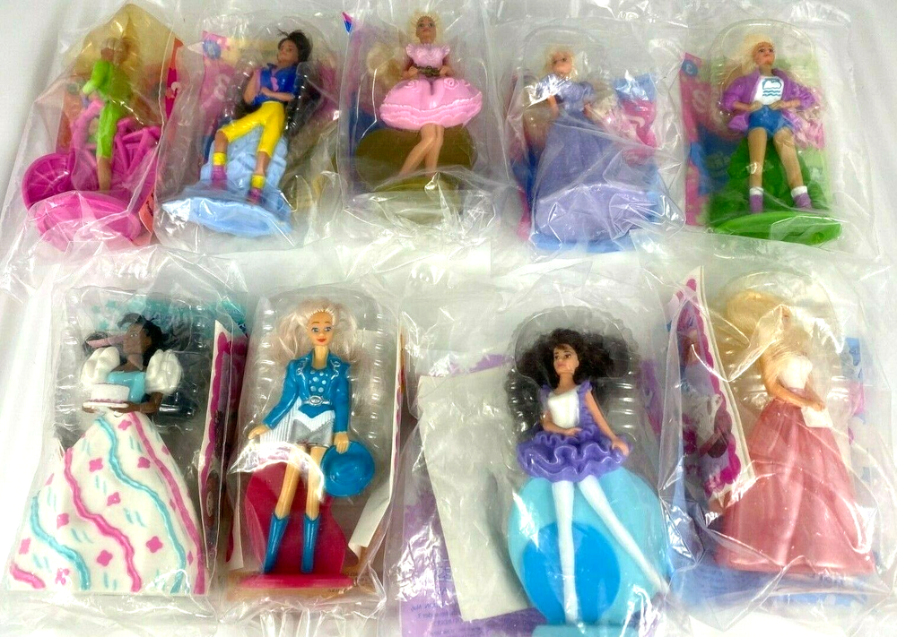 Barbie Figurines Lot Of 9 Mcdonalds Happy Meal Toys Vintage 1992 & 1994 Sealed