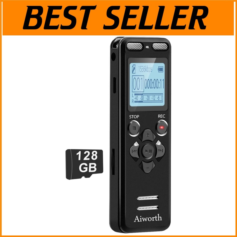 Dual-Mic PCM Digital Voice Recorder 136GB 45-Hour High-Fidelity Audio