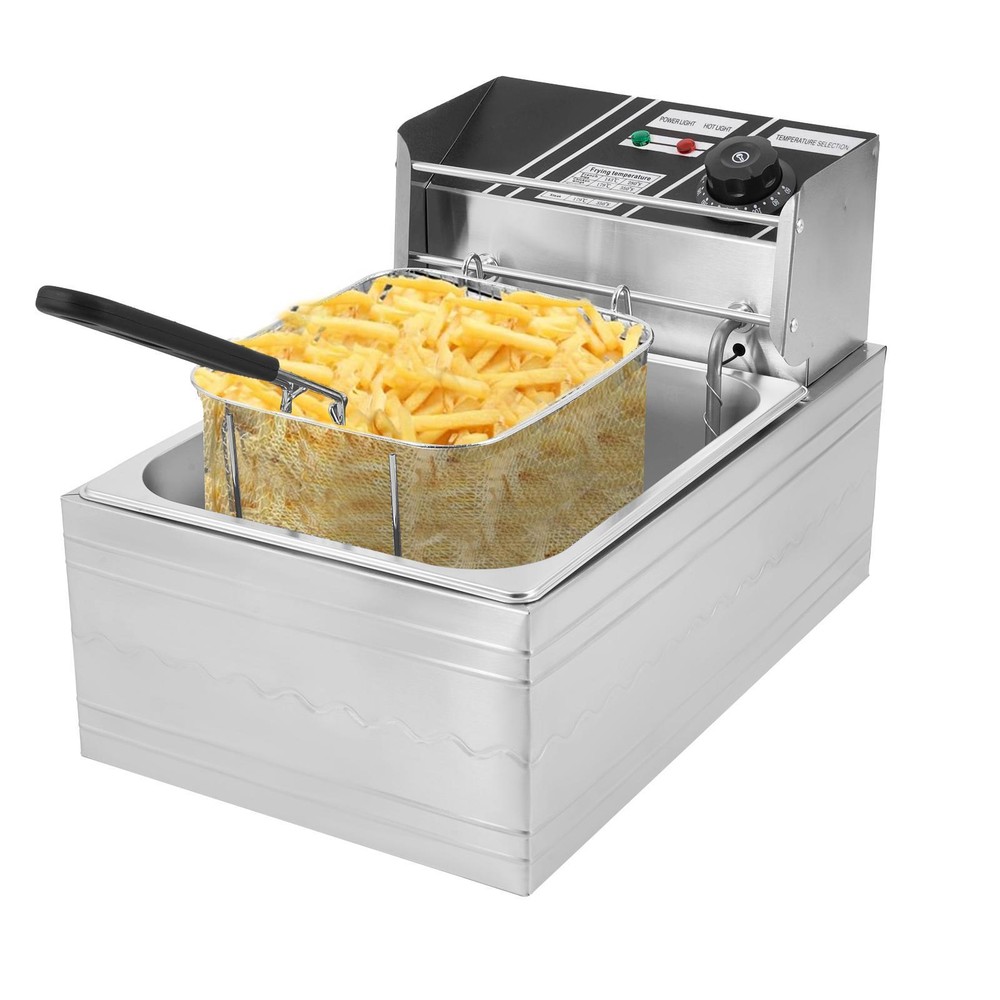 6L Electric Deep Fryer Commercial Kitchen Frying Basket Stainless Steel Cooker