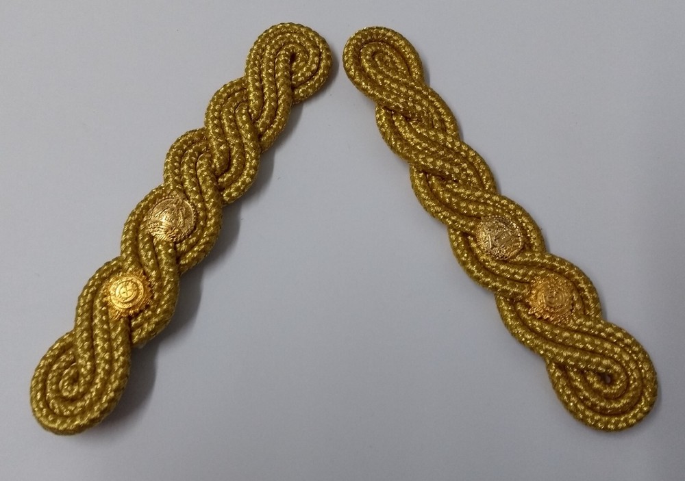 Lt Colonel Shoulder Cords Ceremonial Wire Cord Shoulder Epaulettes & Rank Pips