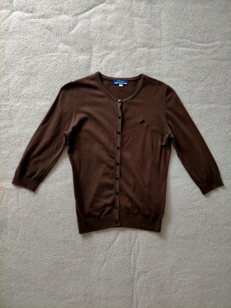 Burberry Blue Label Knit Cardigan Brown Cotton Button Women Size 38/S-M Used