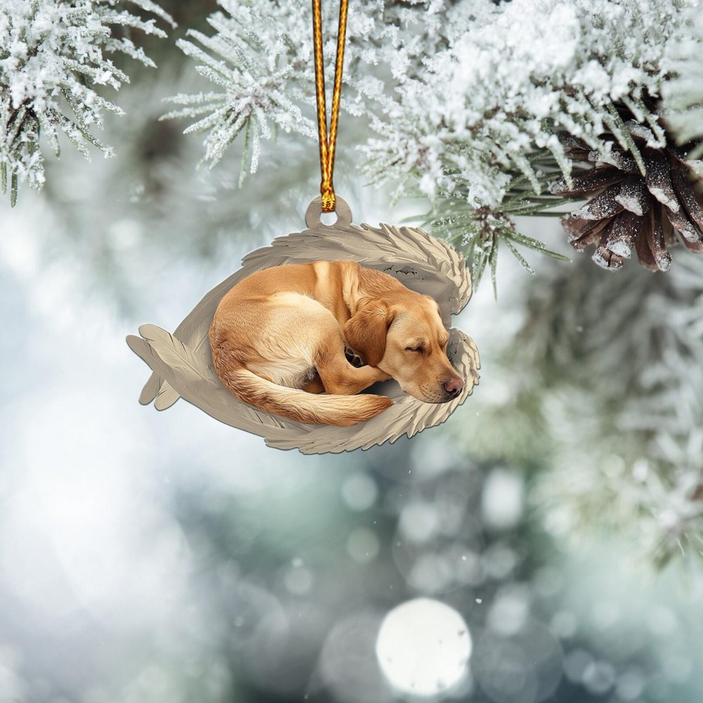 Labrador Retriever Dog Sleeping Angel Wings Car Ornament  Dog Christmas Ornament