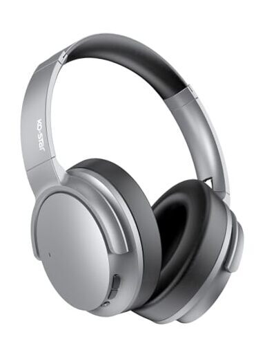 Hybrid ANC Wireless Headphones with Mic in Sleek Sliver