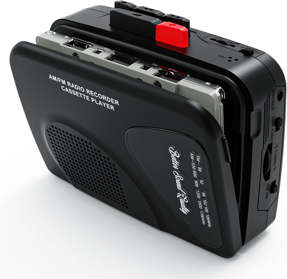 Portable Cassette Player with AM/FM Radio and Built-in Recording Function