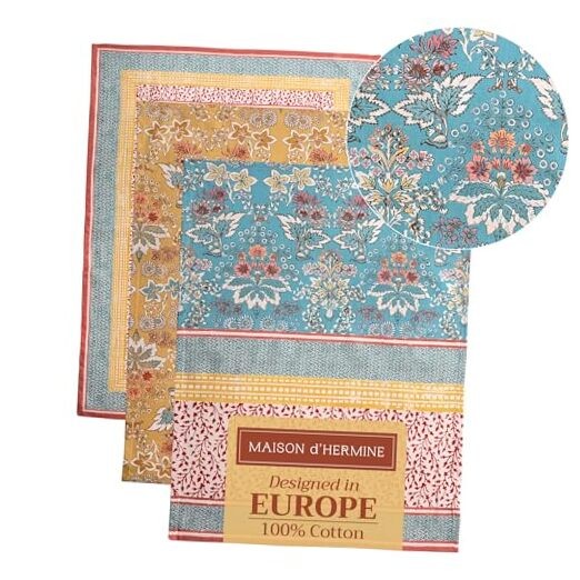 Premium 3-Pack 100% Cotton Kitchen Towels 27.5x20 Inches - Marquise Design