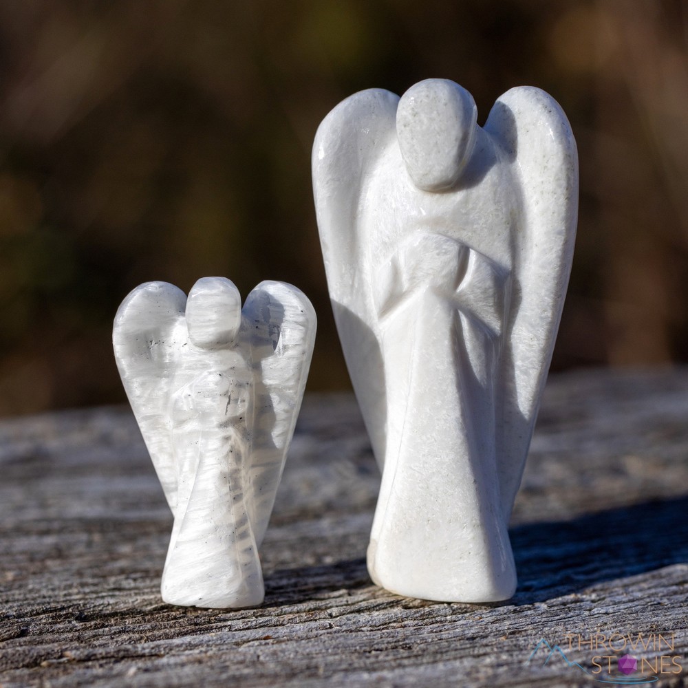 White SCOLECITE Crystal Angel - Healing Guardian Angel Figurines, Decor, E2078