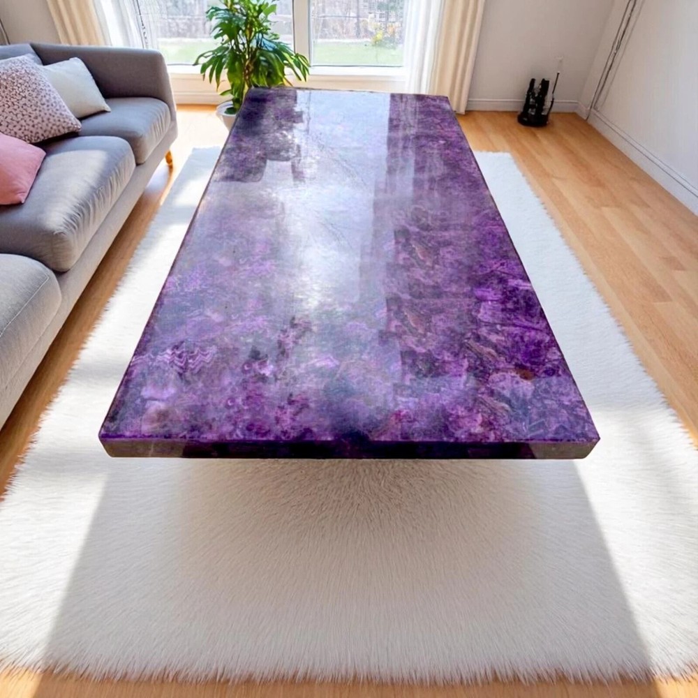 Handmade Amethyst Agate Center Table with Kitchen Island Countertop Slabs