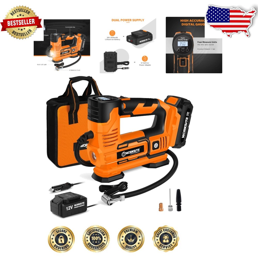 Compact 20V Tire Pump with Digital Pressure Display - Ideal for Emergency Kits