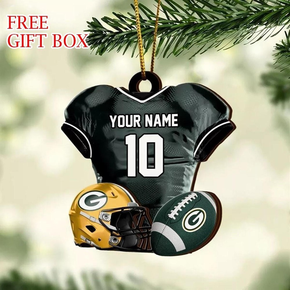 Personalized Green Bay Football Packers Christmas Acrylic Ornament Holiday Gift