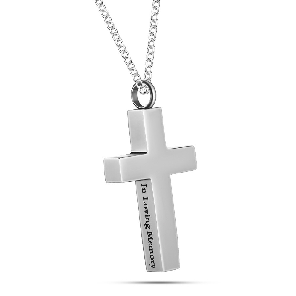 Ashes Cross Necklace for Men - Memorial Keepsake to Fill with Urn Ashes