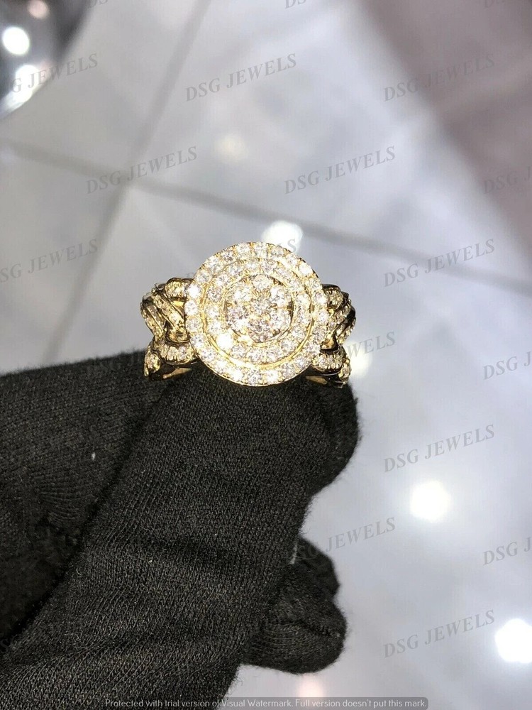 14K Gold Plated 3Ct Moissanite Men's Cuban Link Pinky Ring