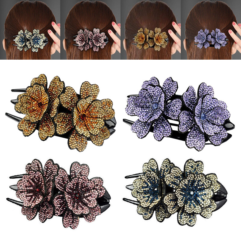 Large Flower Hair Clip Barrettes Crab Ponytail Holder Hairpin DIY Elegant