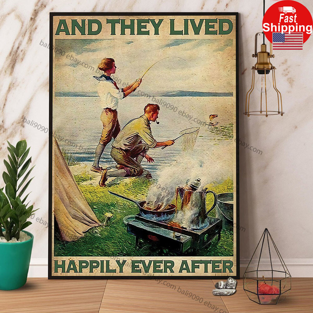 Fishing Couple And They Lived Happily Ever After Vintage Poster Matte Poster ...