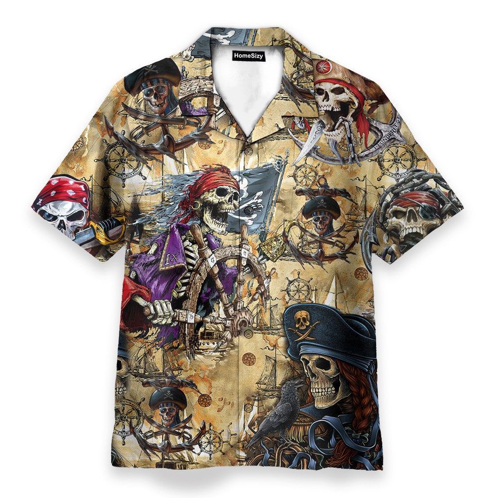 Pirate Skull Mens Buttons Up Shirts   Hawaiian Shirt
