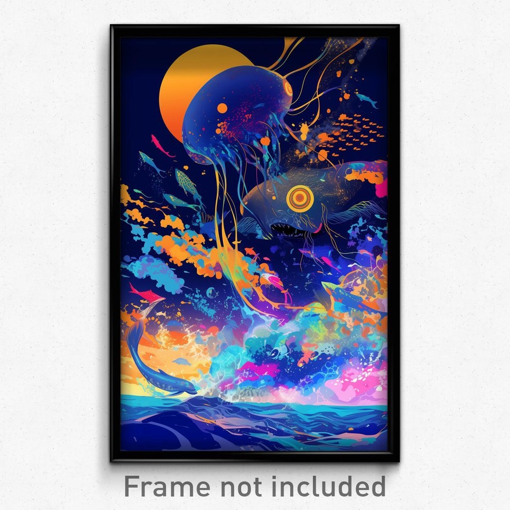 Art Poster - Ancient Ocean (Psychedelic Trippy Weird 11x17 Cartoon Print)