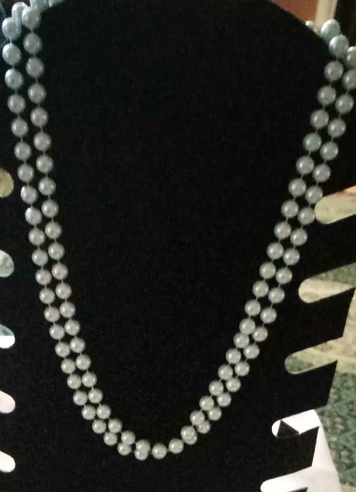 Elegant 46-Inch Blue Faux Pearl Necklace for Women Formal Wear with Free Shipping