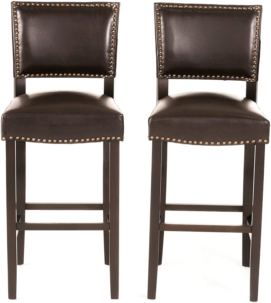 Christopher Knight Home Mayfield 2-Pc Bonded Leather Barstools Bro in Kitchen & Dining Furniture