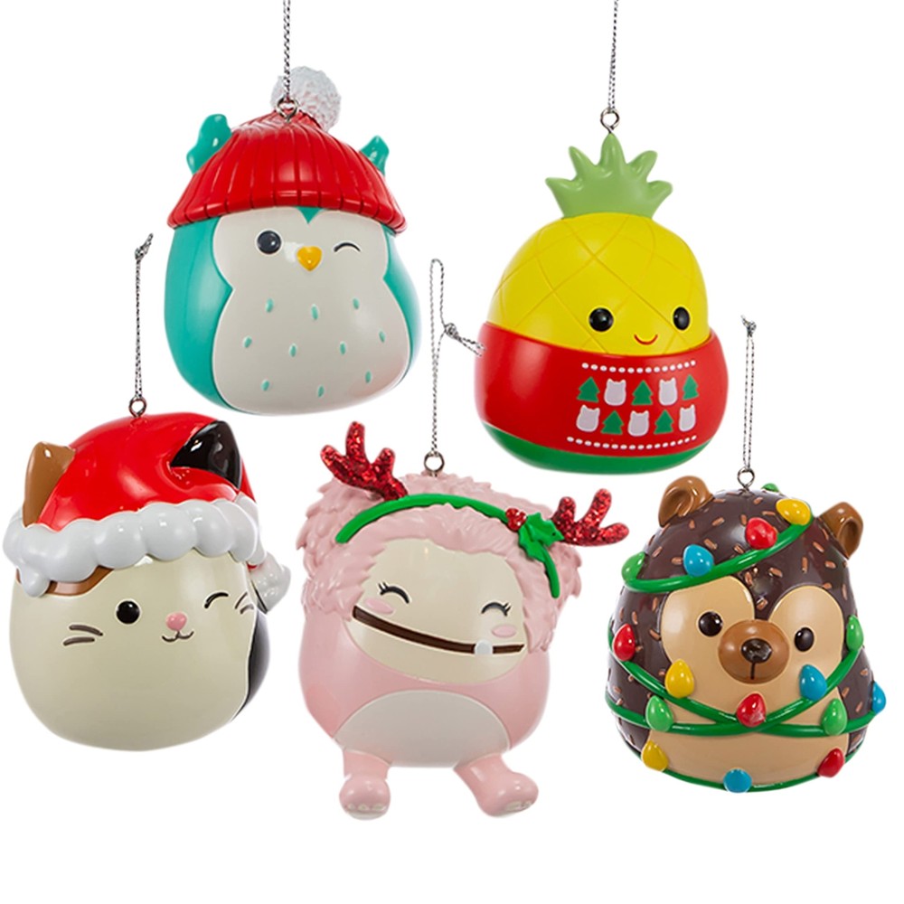 Kurt Adler Squishmallows Christmas Ornament 5-Pack Set - Five Squishmallow Ho...