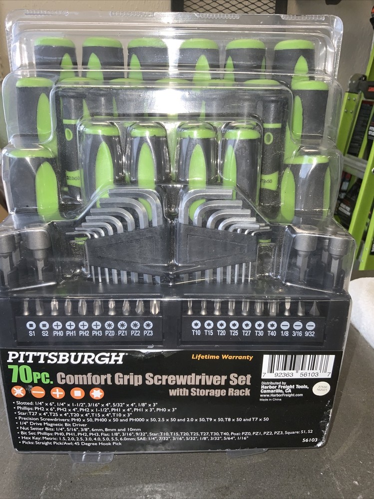 PITTSBURGH 70-Piece Comfort Grip Screwdriver Set with Storage Rack