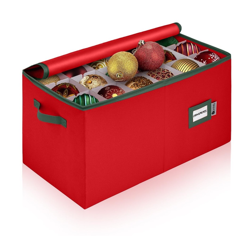 Christmas Ornament Storage Box with Dividers Holds 54 4-Inch Decorations