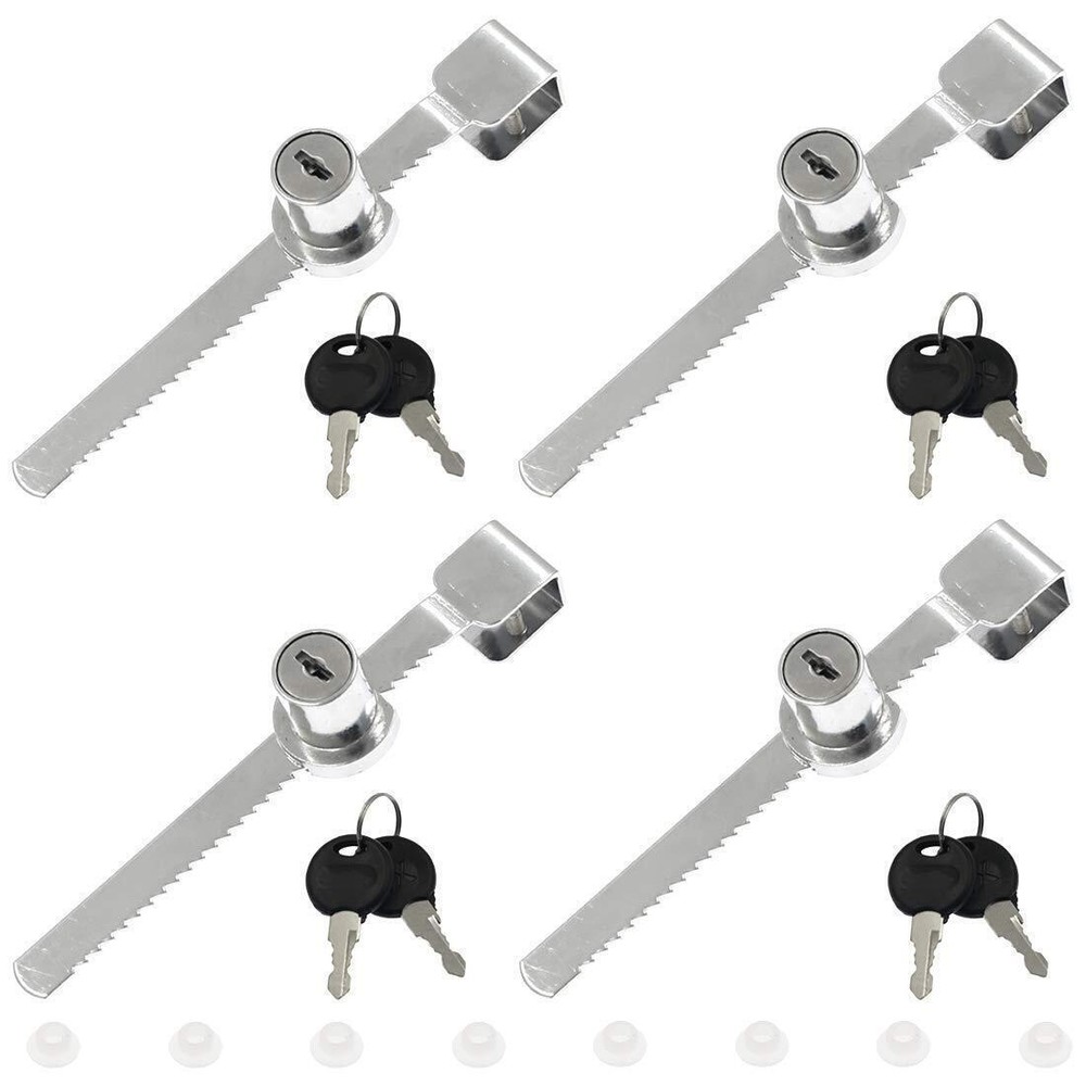 4pcs Drawer Display Case Showcase Sliding Glass Door Ratchet Lock with 8 Keys (k