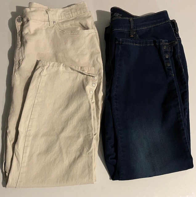 Set of 2 Amanda Vanderbilt Plus Size Ankle Pants in Blue & Cream, Size 20W