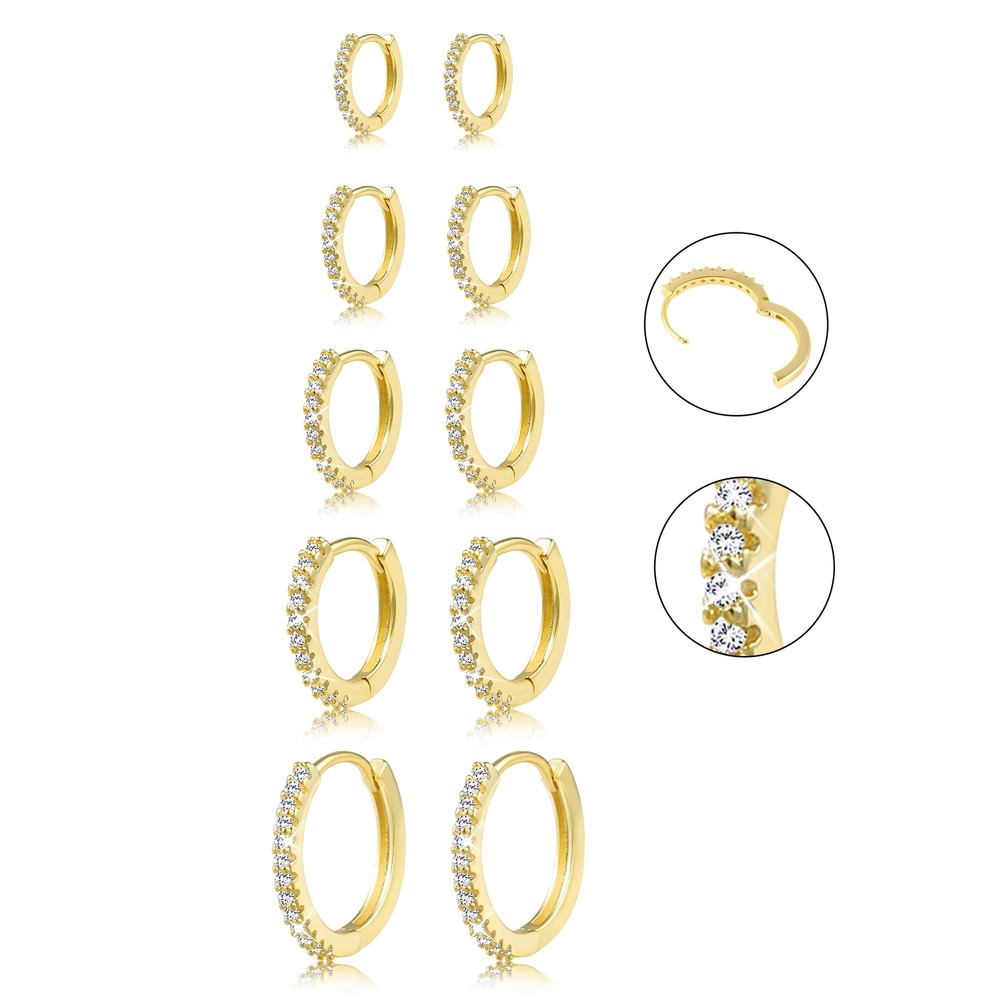 14K Gold Small Huggie Hoop Earrings for Women - Cartilage Set