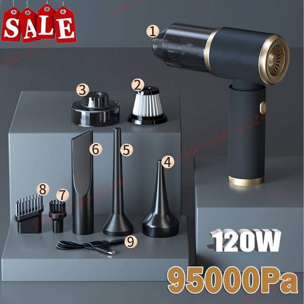 95000PA Powerful Car Vacuum Cleaner Portable Wet & Dry Handheld Strong Suction