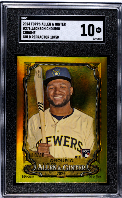 2024 Topps Allen & Ginter #276 Jackson Chourio Chrome Gold Refractor SGC 10