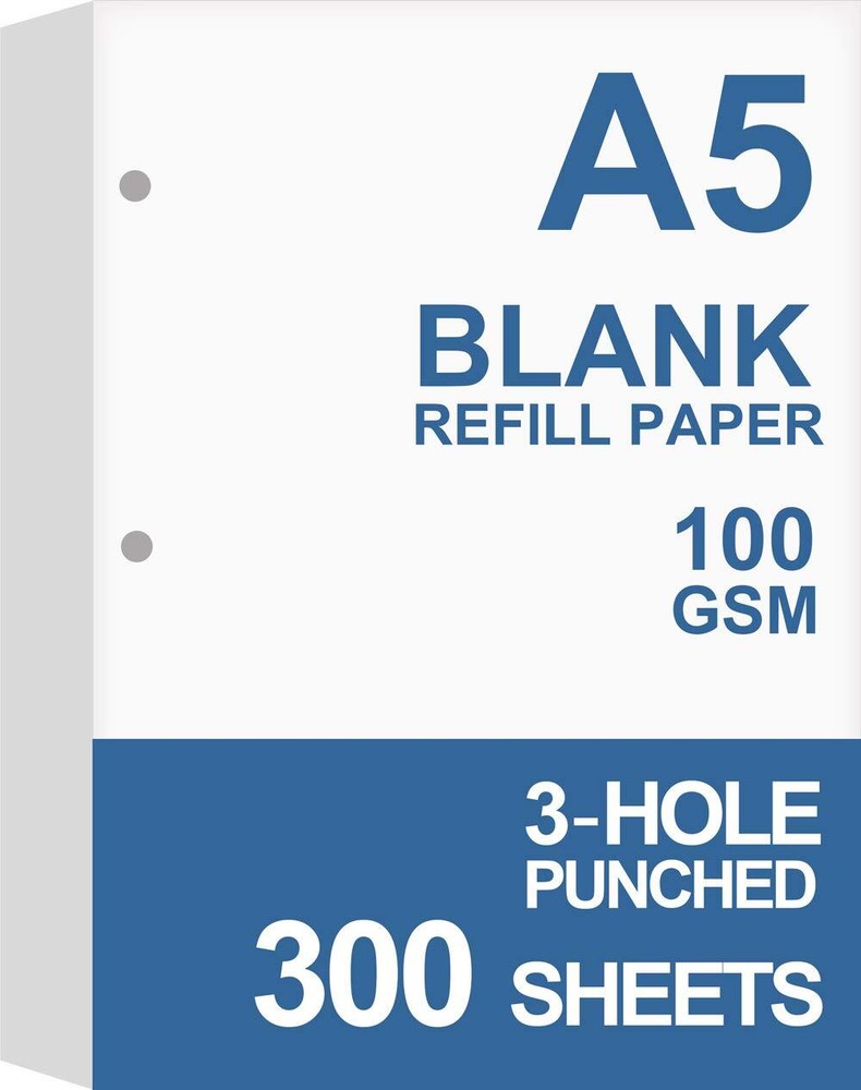 (3-Pack) A5 Filler Paper, 3 Hole Planner Refills, Organizer, Loose-leaf Binde...