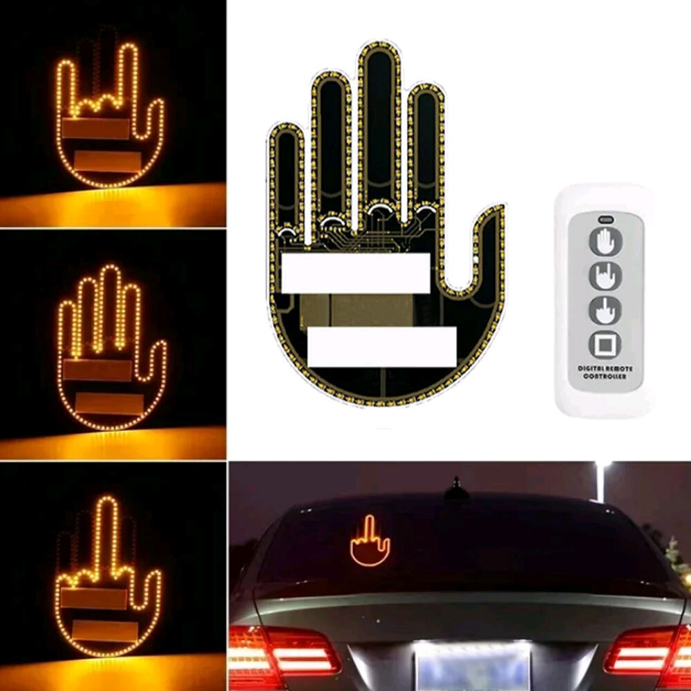Car Light Parts Middle Finger Gesture Light Rear Window Lamp Decor Accessories
