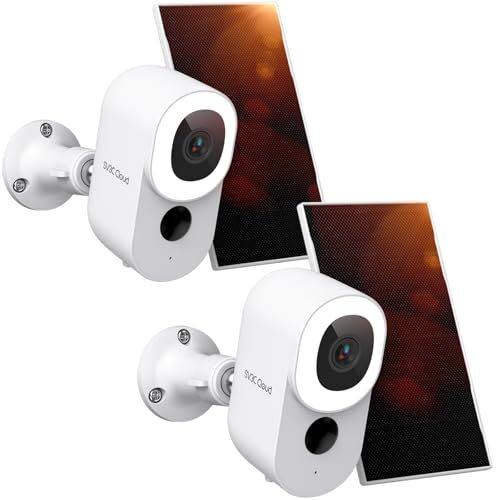 2K Wireless Solar Security Camera 2 Pack with 2.4G WiFi & Battery