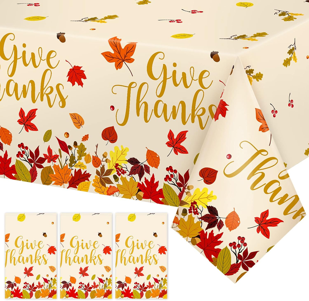 3-Piece Fall Leaf Table Covers for Thanksgiving Decor Give Thanks Theme