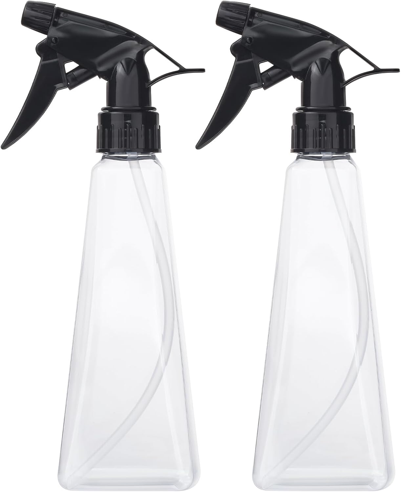 Spray Bottles (2-Pack, 12 Oz.) Mist/Stream, Plastic Water Spray Bottle for Hair,