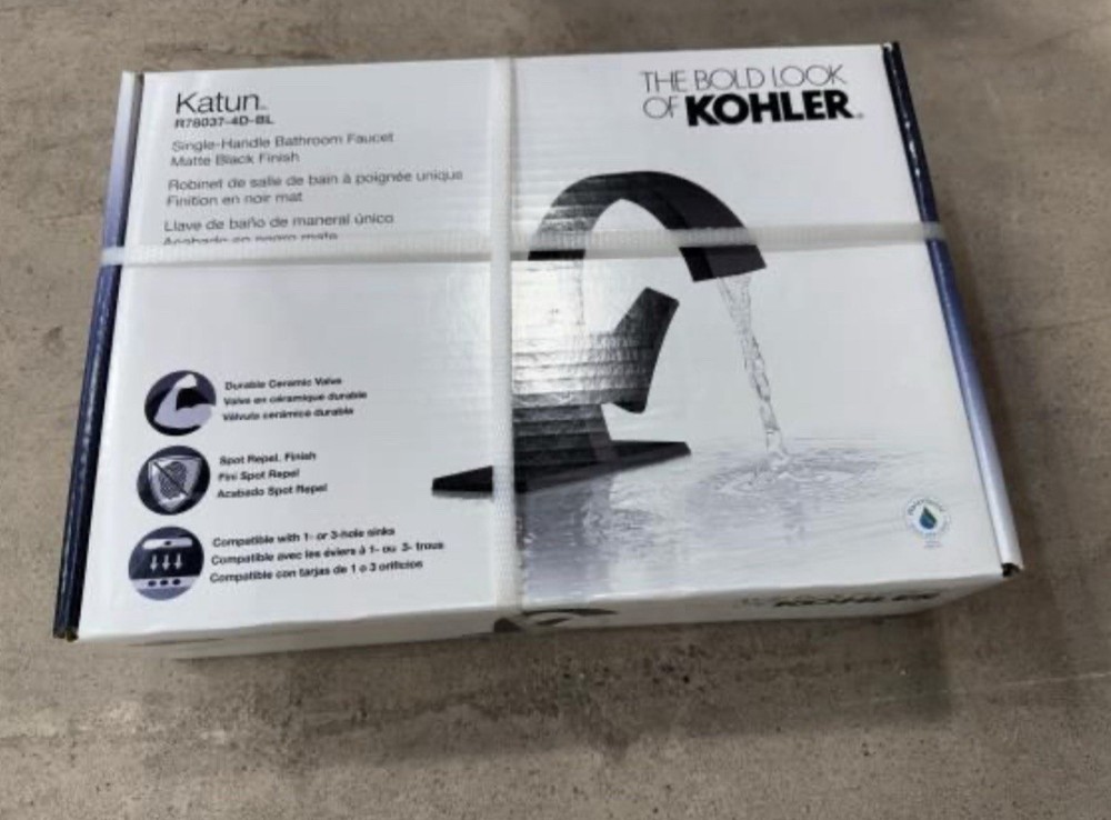 Kohler Katun Single Hole Mid Arc Matte Black Bathroom Faucet R78037-4D-BL